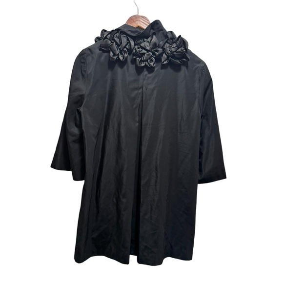 Kenzie Black Bell 3/4 Sleeve Full Zip Ruffle Floral Collar Size Large - Picture 3 of 12